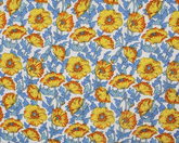 Little Johnny Morris Poppies Tangerine 100% Cotton Poplin 149cm Wide Digitally Printed Fabric for Crafting, Sewing, Patchwork, Dressmaking